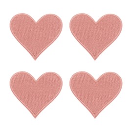 sourcing map 4Pcs Iron on Heart Patches, Sew on Small Heart Embroidered Patches, Decorative Repair Patch Applique for DIY Crafts Backpacks Bags Hats Clothes, 70mm Deep Pink