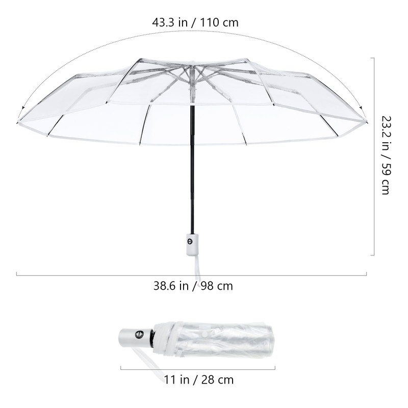 VALICLUD Automatic Opening Close, Transparent Pocket Umbrella, Easy to Carry,