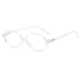 Long Keeper Retro Oval Glasses for Women Men Round Tortoise Blue Light Glasses Reader Vintage Eyeglasses for Gaming Computer (Transparent)