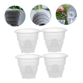 GANAZONO 4pcs Clear Slotted Orchid Pots Breathable Flower for Indoor Violets and Cacti for Nursery Garden and Home