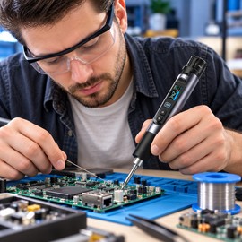 Cordless Soldering Iron for Electronics Repair – Adjustable 100–450°C Type-C Design with Color Display for Portable Repairs