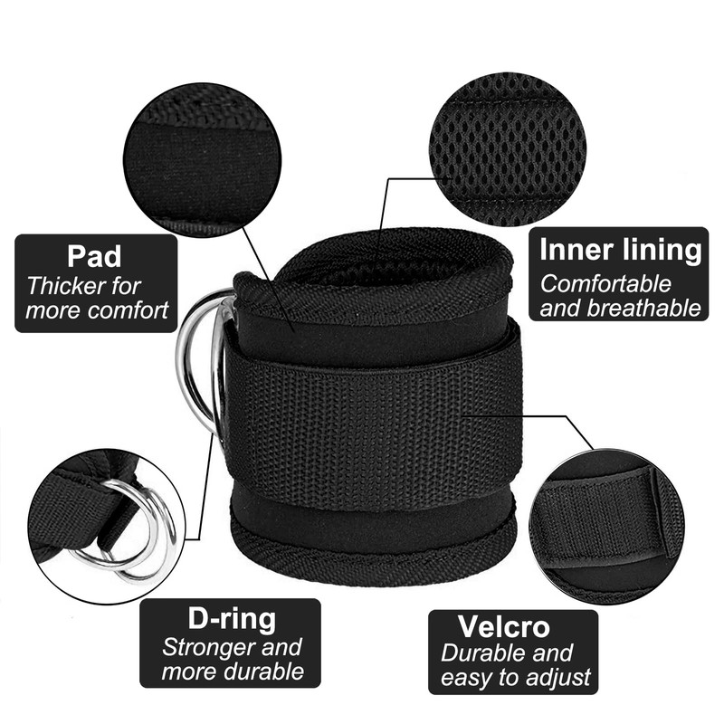 TENINE Foot Straps for Cable Pull, Padded Leg Trainer for
