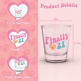 JUSTOTRY 21st Birthday Shot Glass - Finally 21st Birthday Gifts for Her 1.75oz Shot Glass Best 21 Birthday Decorations Gifts Ideal for Women 21 Decorations (colorful)