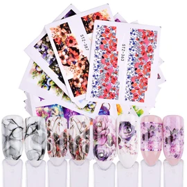 Set of 40 Dry Flower Flower Nail Stickers Water Nail Stickers Gel Nail Self Nail Resin Summer Nail Pink Flamingo Stickers Pink