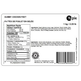 Yupik Gummy Chicken Feet, 1 kg, Gluten-Free, Fruity Flavor, Chewy & Colorful, Chicken Feet-Shaped Gummies, Fun Treat, Sweet Candy, Delicious Snack, Ideal for Gifting, Holidays & Baking