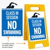 Class in Session No Swimming Folding Floor Sign, 10x16 Inches,