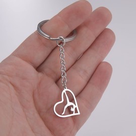 EUEAVAN Gymnastics Keyring for Girls Sports Love Heart Ballet Inspirational Gymnastic Keychain Team Woman Coach Accessories Silver Medium, A-silver