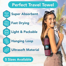 Youphoria Microfiber Travel Towel Fast Drying Lightweight - Quick Dry Towel for Camping, Beach, Backpacking, Hiking, & Sport