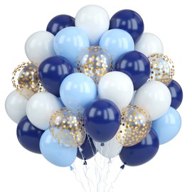 30 Balloons Blue Gold Balloons Gold Blue Latex Balloons Birthday Decoration Gold Confetti Balloons White Navy Blue Helium Balloons Wedding Graduation Party Baby Shower Party Birthday Decoration