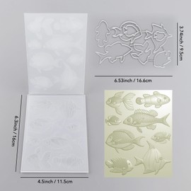 BAOFALI 3D Embossing Folder and Matching Dies for Card Making Fish Texture Pattern Clear Plastic Texture Fades Embossing Folder Template for Scrapbooking andCraft Album Stamps DIY Decoration