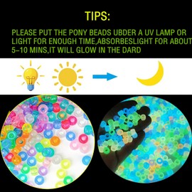 Glow in The Dark Neon Pony Beads, 300 Pieces, 9 Colors, 9mm Luminous Bracelet Beads for Crafts and Hair Braiding, Colored UV Beads for Crafts Kandi Beads Kit (300)