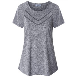 Women Workout Tops Short Sleeve Yoga Athletic Gym Exercise Oversized Peplum Shirts Loose