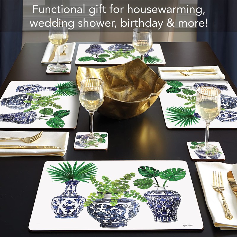 Cala Home Blue Delft Vases Premium Decorative Hardboard Tabletop Placemats