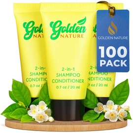 Golden Nature - Travel Size 2-in-1 Shampoo & Conditioner - Jasmine, 0.7 fl oz, 100 PK - Delight Your Guests with Soothing & Refreshing Conditioning Shampoo - Bulk Small Size Luxury Hotel Toiletries