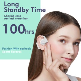 ZHONGDE Wireless Running Earbuds, 100 Hour Long Battery Life Over The Ear Earbuds with EarHooks, Around Ear Buds Wireless Earbuds with Microphone, Earphones in Ear Headphones LR06