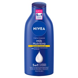 NIVEA Crema Corporal Humectante Body Milk Nutritiva (650 ml) - 48 horas de Humectación Profunda con Aceite de Almendras - Ideal para Piel Extra Seca  