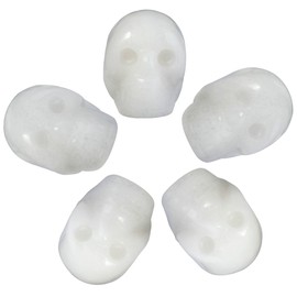 mookaitedecor 1 Inch White Jade Crystal Skull Sculpture Set of 5, Hand Carved Gemstone Statue Figurine Collectible Healing Reiki