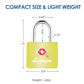 4 Pack TSA Approved Travel Luggage Locks with Keys, Solid Brass Copper Keyed Padlock, ABS Plastic Covered Small Locks for Suitcase, Backpack, Gym Locker, Jewelry Box-by GIVERARE