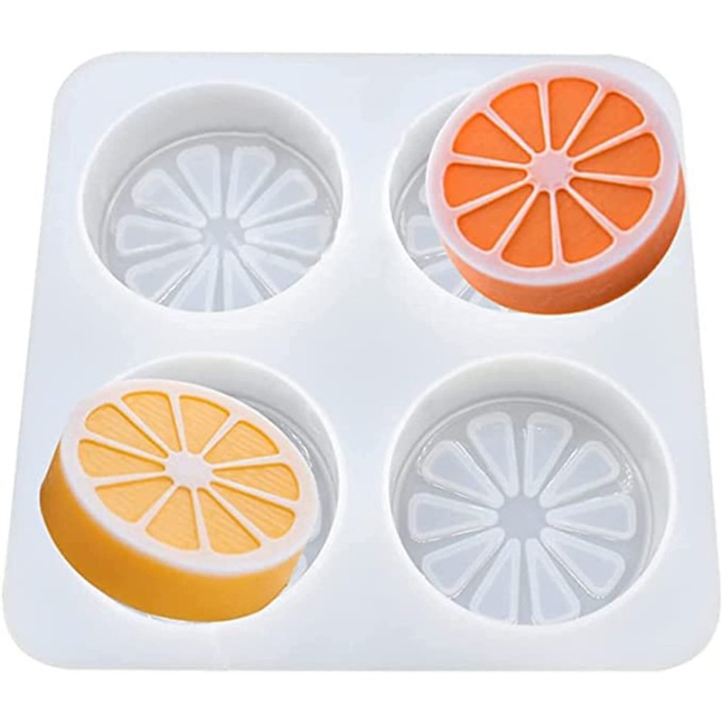 DD-life 2 Pcs 4 Cavity Lemon Slice Silicone Molds Orange