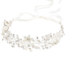 Coucoland Flower Girl Fairy Headpiece - First Communion Crystal Crown Tiara Hair Piece Baby Breath Headband for Wedding Brides Bridal Hair Accessories