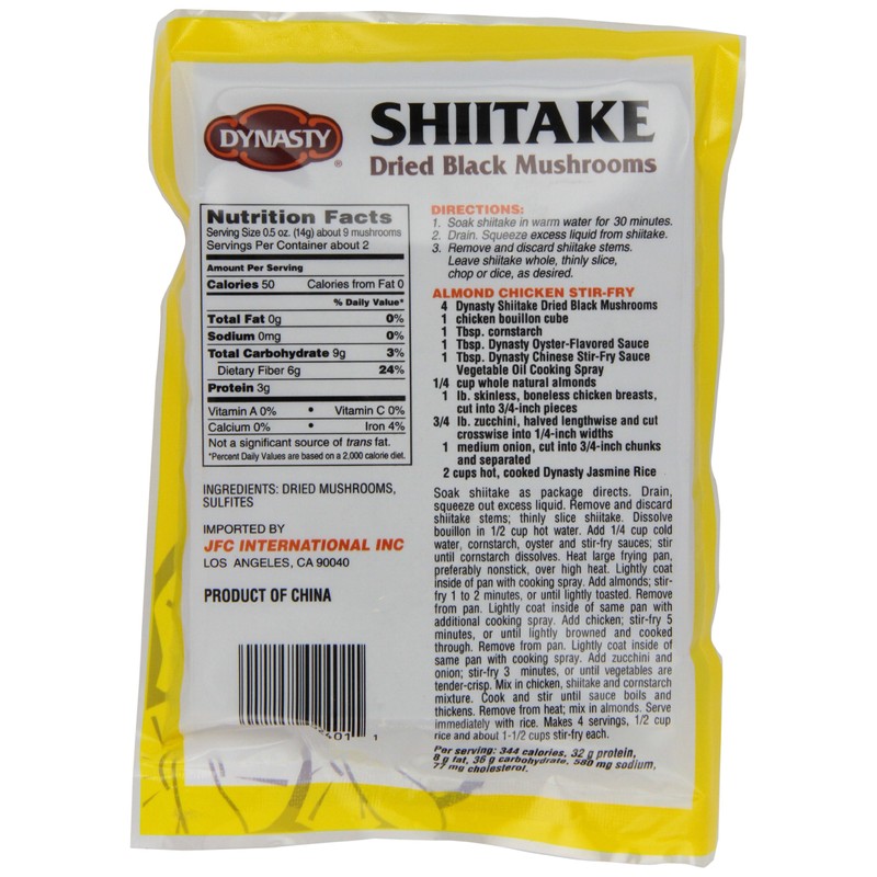 Dynasty Whole Shiitake Mushrooms, 1-Ounce Package (Pack of 12)