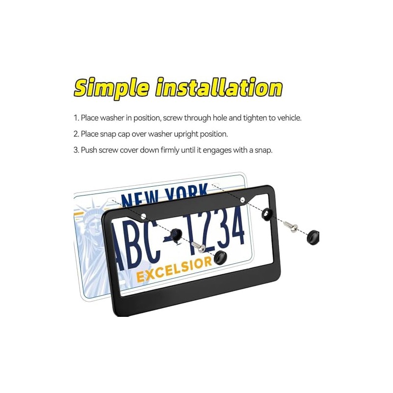2 Pcs Veteran License Plate Frame for U.S. Navy,Black Matte