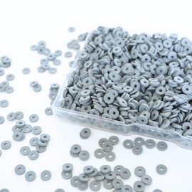 Jabrand 2000pcs Clay Beads for Bracelet Making, 6mm Polymer Clay Beads Kit Heishi Beads for Jewelry Making Crafts DIY (Gray)