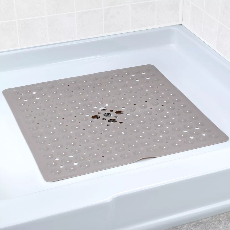 SlipX Solutions Tan Non-Slip Shower Mat with Drain Holes: SlipX