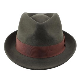 Decentron Men's Wool Felt Winter Hat Short Brim Fedora Hat Olive Green Large