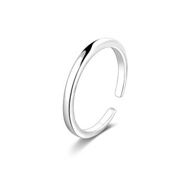 SILBERTALE 925 Sterling Silver Open Cuff Toe Ring for Women Adjustable Pinky Ring