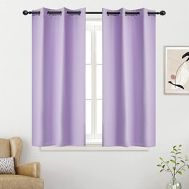 YGO Lilac Blackout Curtain Panels for Bedroom 54 Inch Length 2 Panels Set Solid Thermal Insulated Room Darkening Curtains with Grommet 34 W x 54 L Inch Light Purple