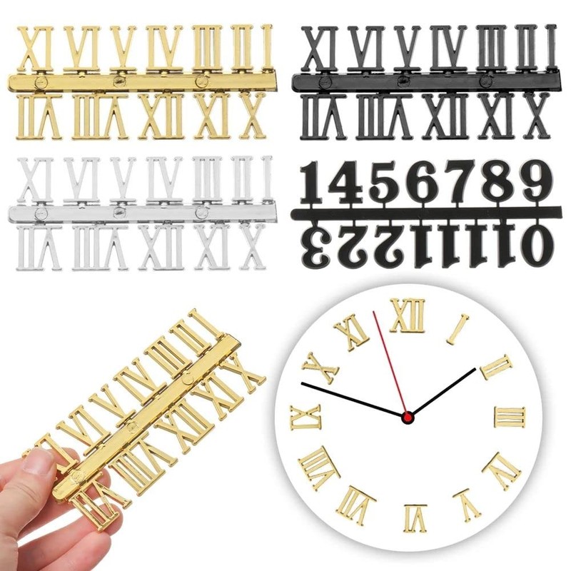 Vctitil 6 Pieces Clock Numerals Kit,Arabic Number and Roman Number