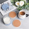 Coasters with Holder,Blue and White Style Ceramic Drink Coaster, Absorbent