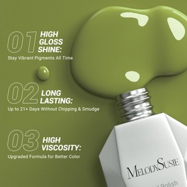 MelodySusie Green Gel Nail Polish,15ml Olive Green Nail Polish Spring Summer Color 603, Soak Off UV LED Nail Lamp Gel Polish Nail Art Starter Manicure Salon DIY At Home 0.5 Fl Oz