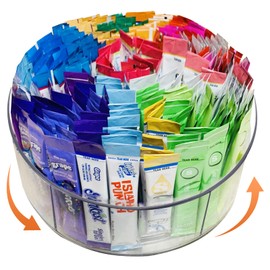 HALAGAS Drink Packet Organizer for Powdered Drink Mix,Powder Packet,Water Packet,Water Flavor Packet,hydration packets, Lazy Susan 360° Turntable Organizer for Drink Mix Necessities