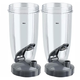 JANADIO 2Set Blender Cups 24oz/32oz Cups with Flip-Top To-Go-Lids Fit for NutriBullet Blender 600W Pro 900W NutriBullet Replacement Parts (32oz)