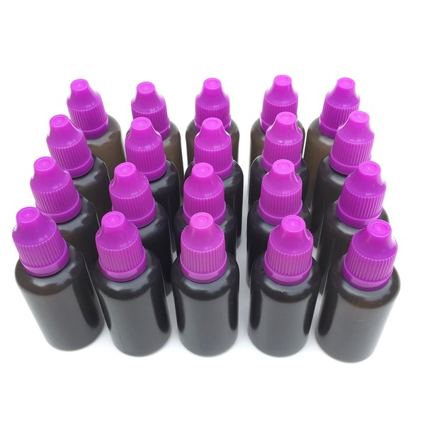 U-Need-A-Bottle (20) Pack Black Plastic Bottles 30 ml (1 oz)