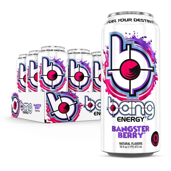 Bang Energy Bangster Berry, Sugar-Free Energy Drink, 16-Ounce (Pack of 12)