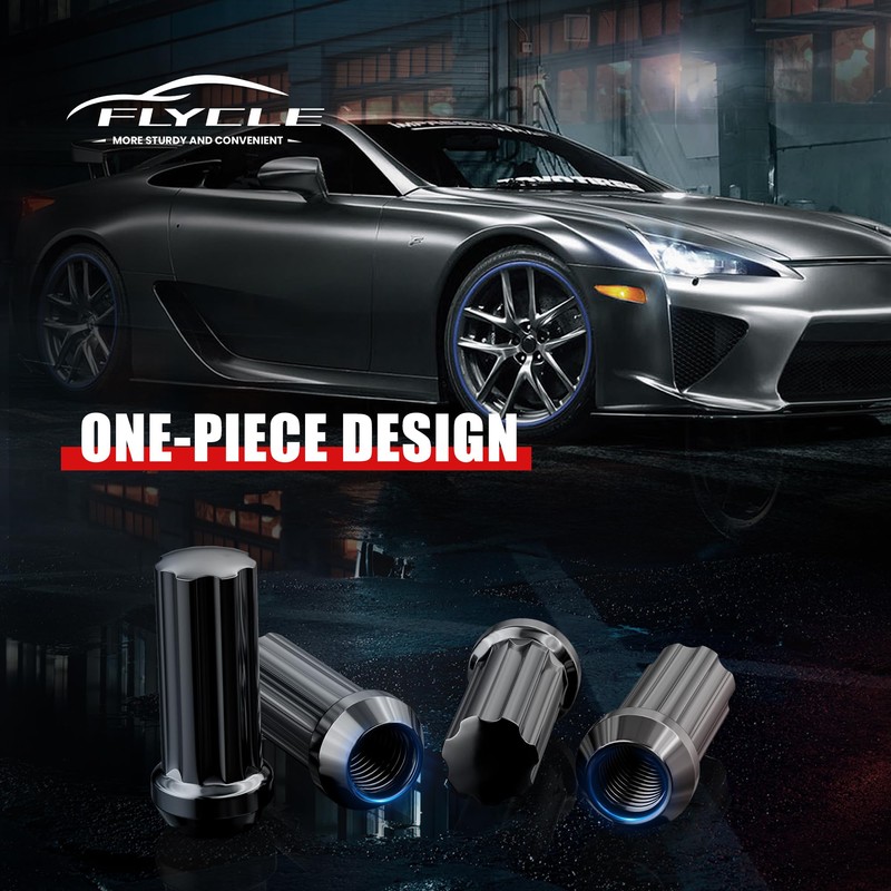 24pcs M14x2.0 Wheel Lug Nuts Black Thread XL Spline Lug