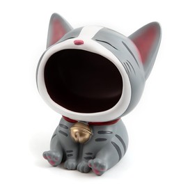 APEBAZY Schlüsselschale für Eingangstisch Glückskatze Statue Süßigkeitentisch für Büro Schreibtisch Kunst Home Decor (grau)