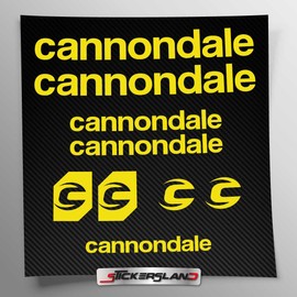 Stickersland® Cannondal (Matt Yellow) Compatible with MTB Mountain Bike Frame and Helmet | Decals Sticker for Bikes with Logos