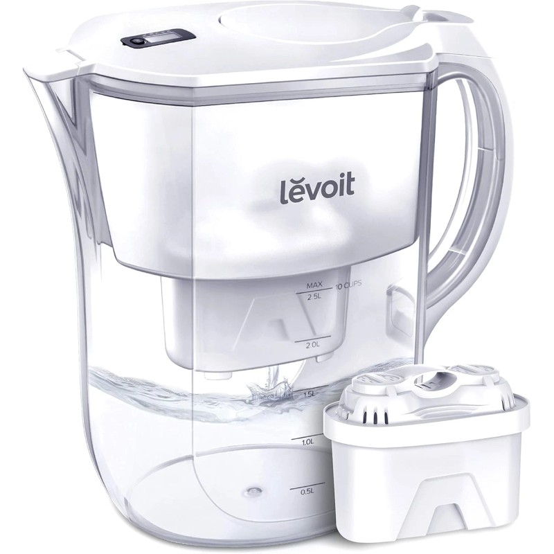 LEVOIT 10 Cup Water Filter Pitcher BPA Free 5-Layer Filtration