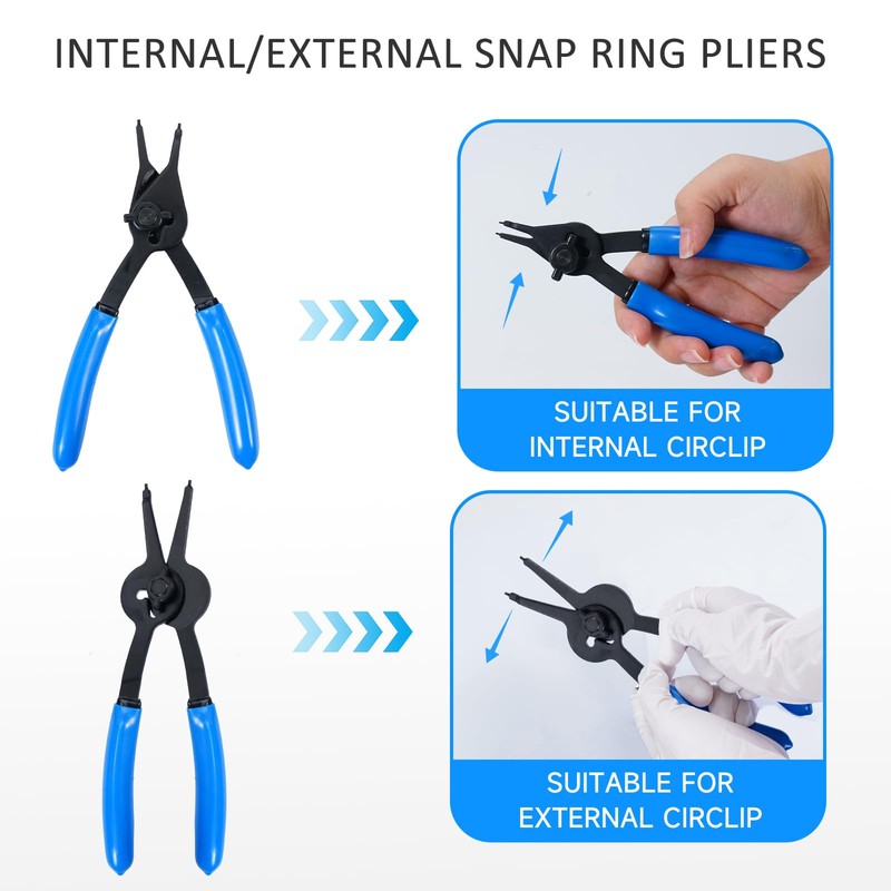 ZUXUSE 12Pcs Snap Ring Pliers Set, Convertible Internal/External Retaining Ring