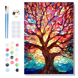 Lxmsja Paint by Numbers Kit for Adults Beginner Children with Frame, Tree of Life Adult Kids' Paint by Numbers Kits on Canvas, Color by Numbers for Adults, Gifts for Women Home Decor, 8x12in
