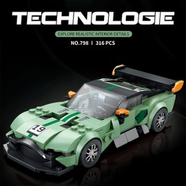 VizBrou Racing Car Speed Champion Building Blocks Set, Aston Martin DB12 Sports Car Building Model Kit, 316PCS Collectible Super Car Compatible with LG Supercar Model Toys Gift Decor for Adults Kids