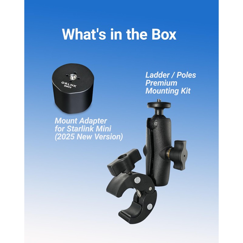 [New Version] Starlink Mini Mount (Easy-to-Tighten Heavy-Duty) Ladder Roof Rail