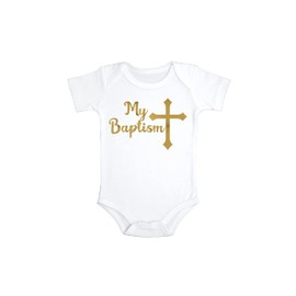 My Baptism Baby Christening Gold Onesie | Baptism Gift | Baby Baptism Onesie (12 Months), White