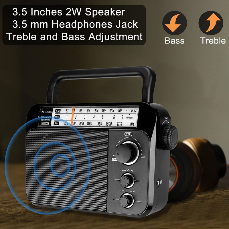 Retekess TR604W AM FM NOAA Radio, Portable Emergency Weather Radios