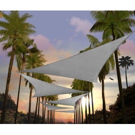 Amgo 12' x 12' x 12' Gray Triangle Sun Shade Sail Outdoor Canopy Awning UPF50+ AGTAPT14, 95% UV Blockage, Water & Air Permeable, Commercial Standard Heavy Duty (We Make Custom Size)