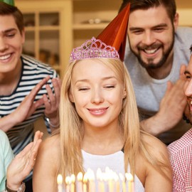 AOPRIE Birthday Crown for Women Birthday Queen Sash for Women Birthday Tiara for Women Birthday Girl Headband Princess Crown Rhinestone Happy Birthday Accessories Pink